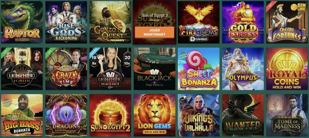 Bibliothèque de jeux du Cresus Casino